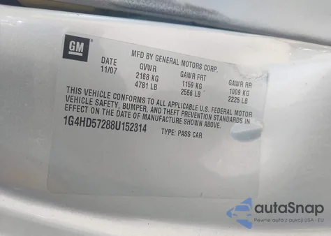 2008 Buick Lucerne Cxl из США, поврежденный, VIN 1G4HD57288U152314